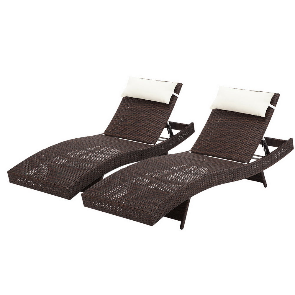 Gardeon Outdoor Sun Lounge Setting Wicker Lounger Day Bed Rattan Patio Furniture Brown-Furniture > Outdoor-PEROZ Accessories
