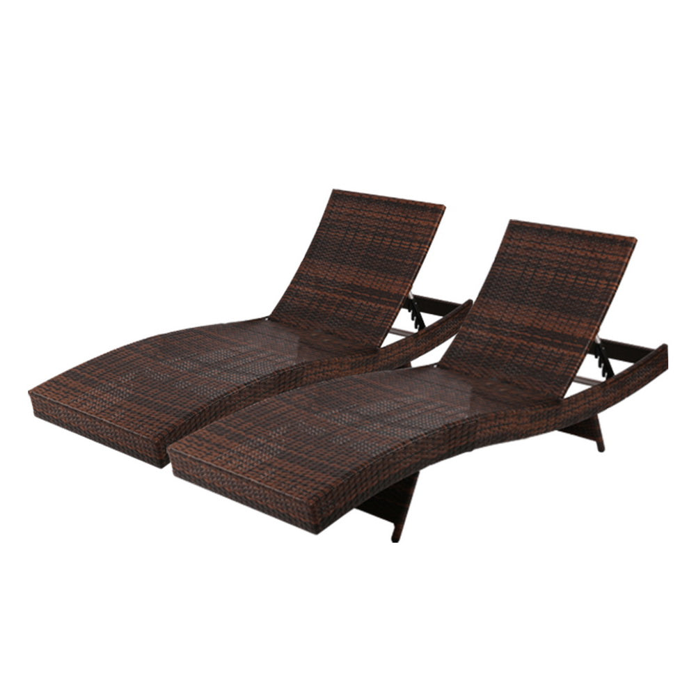 Gardeon Outdoor Sun Lounge Setting Wicker Lounger Day Bed Rattan Patio Furniture Brown-Furniture > Outdoor-PEROZ Accessories