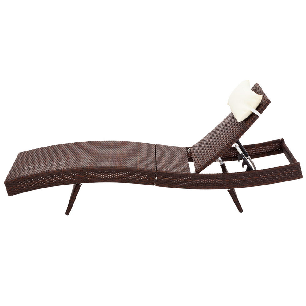 Gardeon Outdoor Sun Lounge Setting Wicker Lounger Day Bed Rattan Patio Furniture Brown-Furniture > Outdoor-PEROZ Accessories