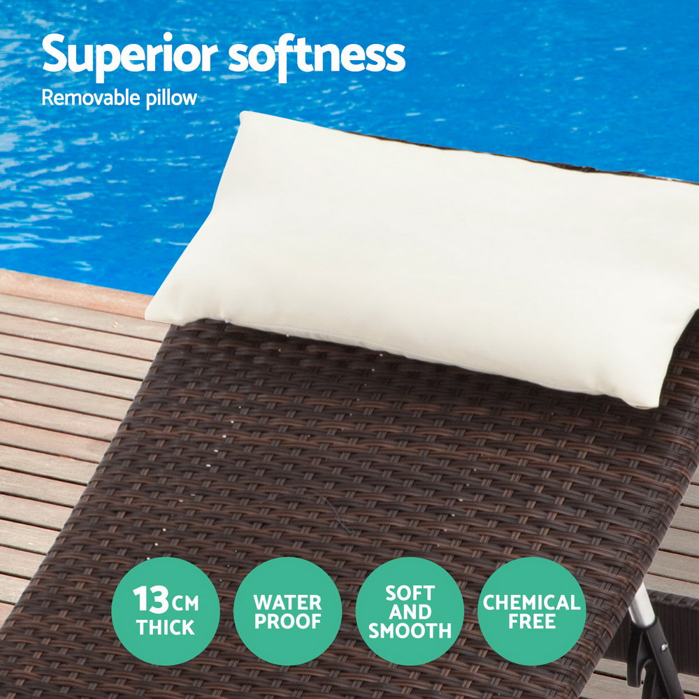 Gardeon Outdoor Sun Lounge Setting Wicker Lounger Day Bed Rattan Patio Furniture Brown-Furniture > Outdoor-PEROZ Accessories