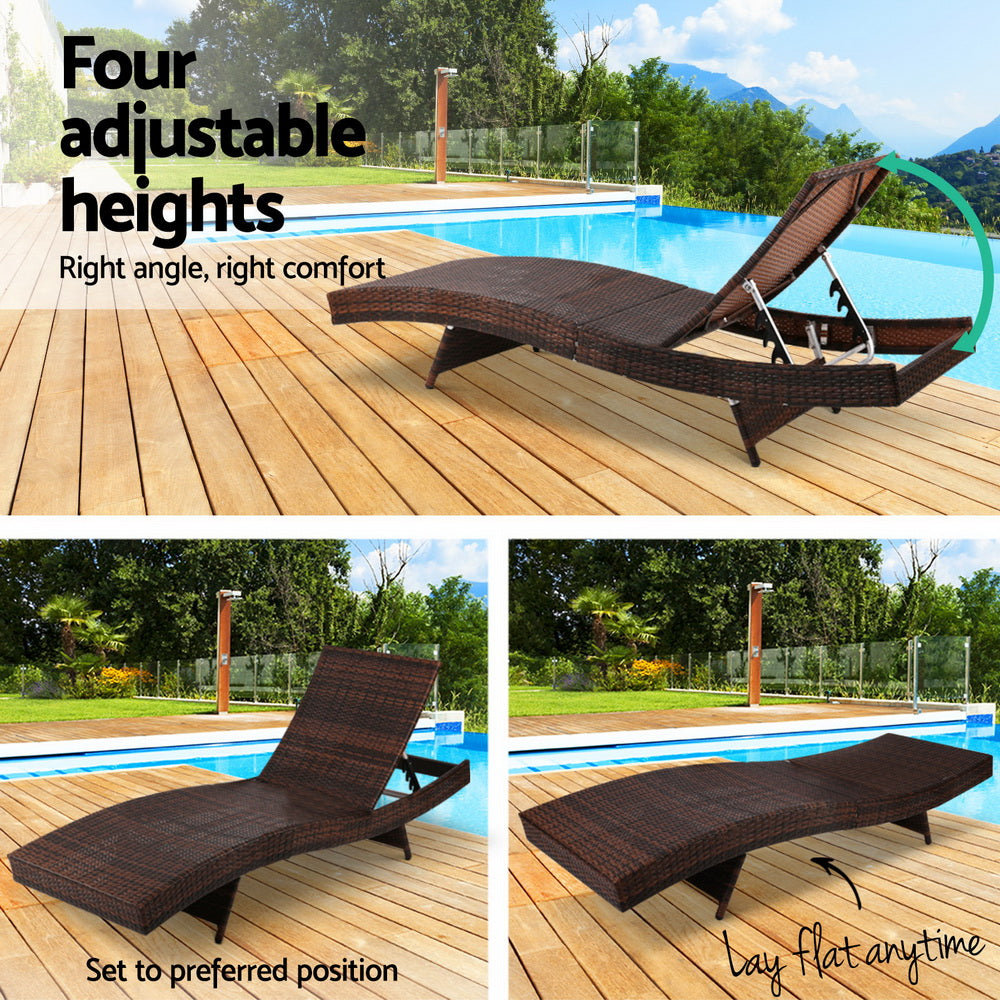 Gardeon Outdoor Sun Lounge Setting Wicker Lounger Day Bed Rattan Patio Furniture Brown-Furniture > Outdoor-PEROZ Accessories