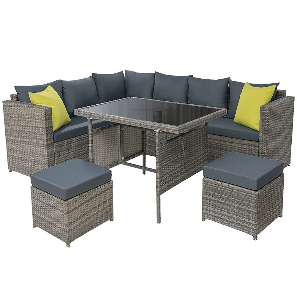 Gardeon Outdoor Furniture Patio Set Dining Sofa Table Chair Lounge Garden Wicker Grey-Furniture > Outdoor-PEROZ Accessories