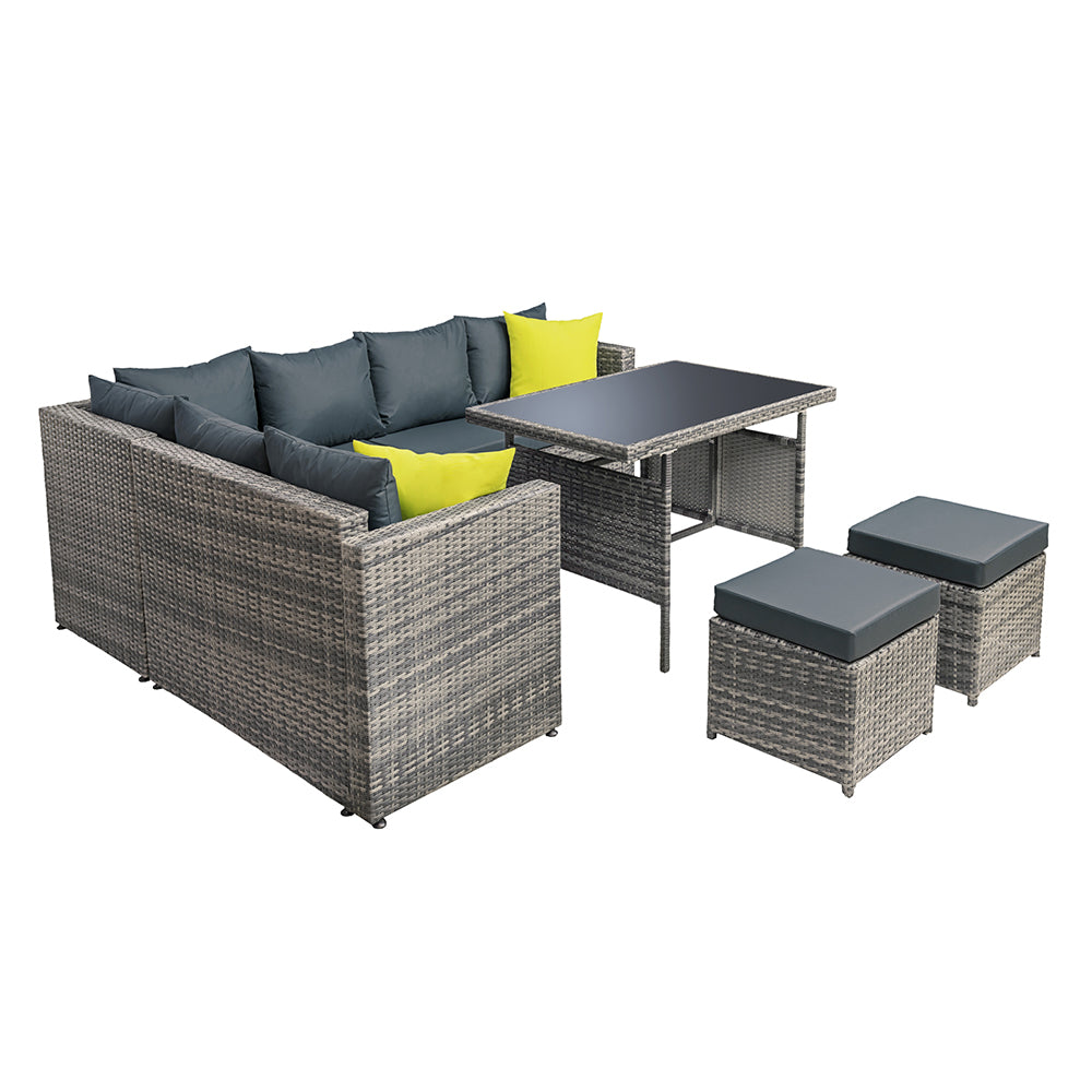 Gardeon Outdoor Furniture Patio Set Dining Sofa Table Chair Lounge Garden Wicker Grey-Furniture > Outdoor-PEROZ Accessories