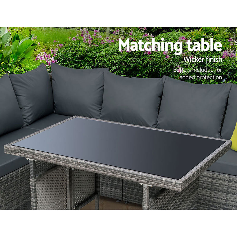 Gardeon Outdoor Furniture Patio Set Dining Sofa Table Chair Lounge Garden Wicker Grey-Furniture > Outdoor-PEROZ Accessories
