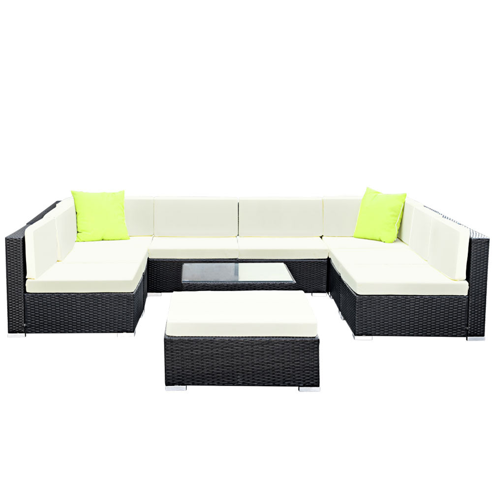 Gardeon 10PC Sofa Set with Storage Cover Outdoor Furniture Wicker-Furniture > Outdoor-PEROZ Accessories