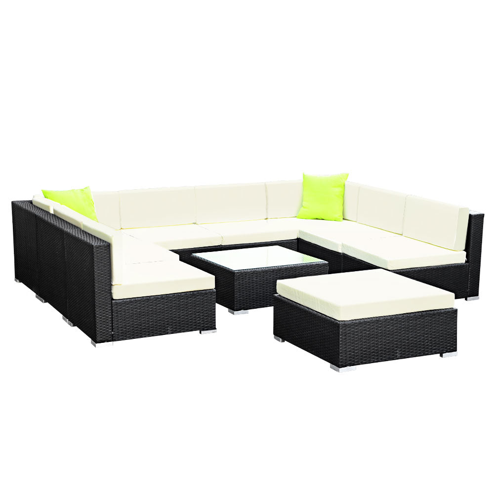 Gardeon 10PC Outdoor Furniture Sofa Set Wicker Garden Patio Lounge-Furniture > Outdoor-PEROZ Accessories