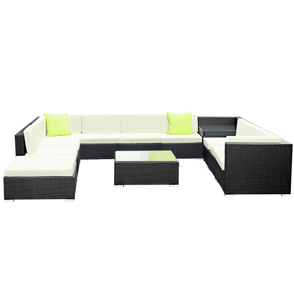 Gardeon 12PC Sofa Set with Storage Cover Outdoor Furniture Wicker-Furniture > Outdoor-PEROZ Accessories