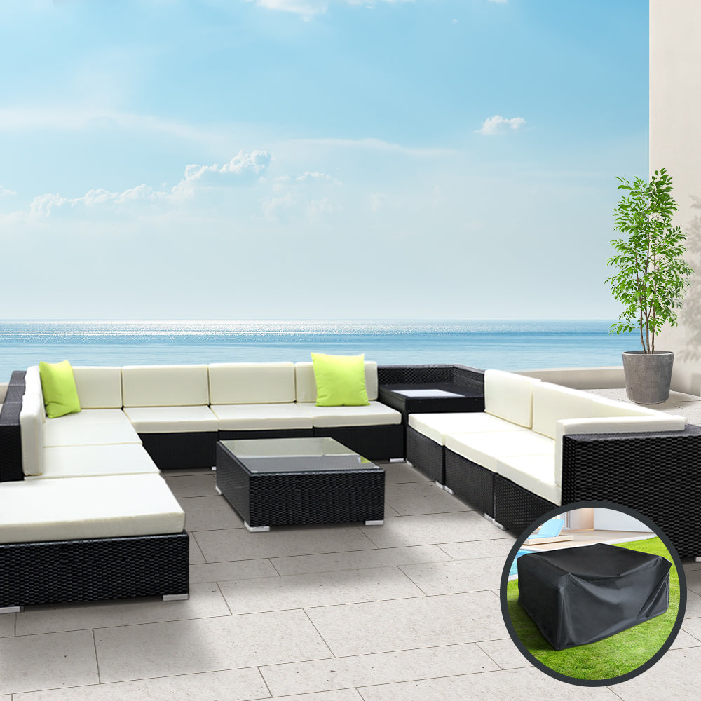 Gardeon 12PC Sofa Set with Storage Cover Outdoor Furniture Wicker-Furniture > Outdoor-PEROZ Accessories