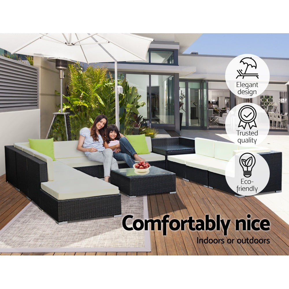 Gardeon 12PC Outdoor Furniture Sofa Set Wicker Garden Patio Lounge-Furniture > Outdoor-PEROZ Accessories