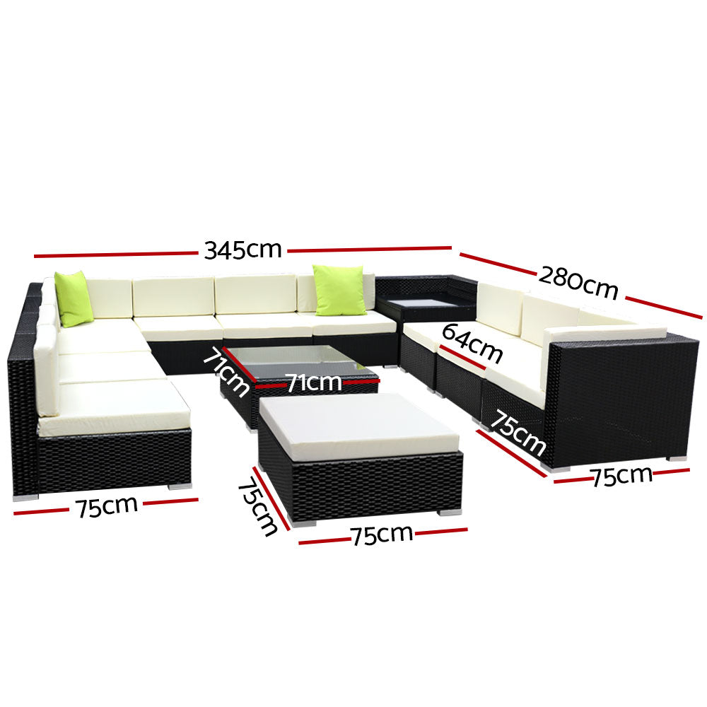 Gardeon 13PC Sofa Set with Storage Cover Outdoor Furniture Wicker-Furniture > Outdoor-PEROZ Accessories