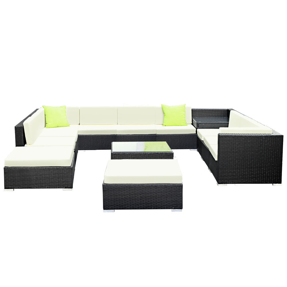 Gardeon 13PC Sofa Set with Storage Cover Outdoor Furniture Wicker-Furniture > Outdoor-PEROZ Accessories