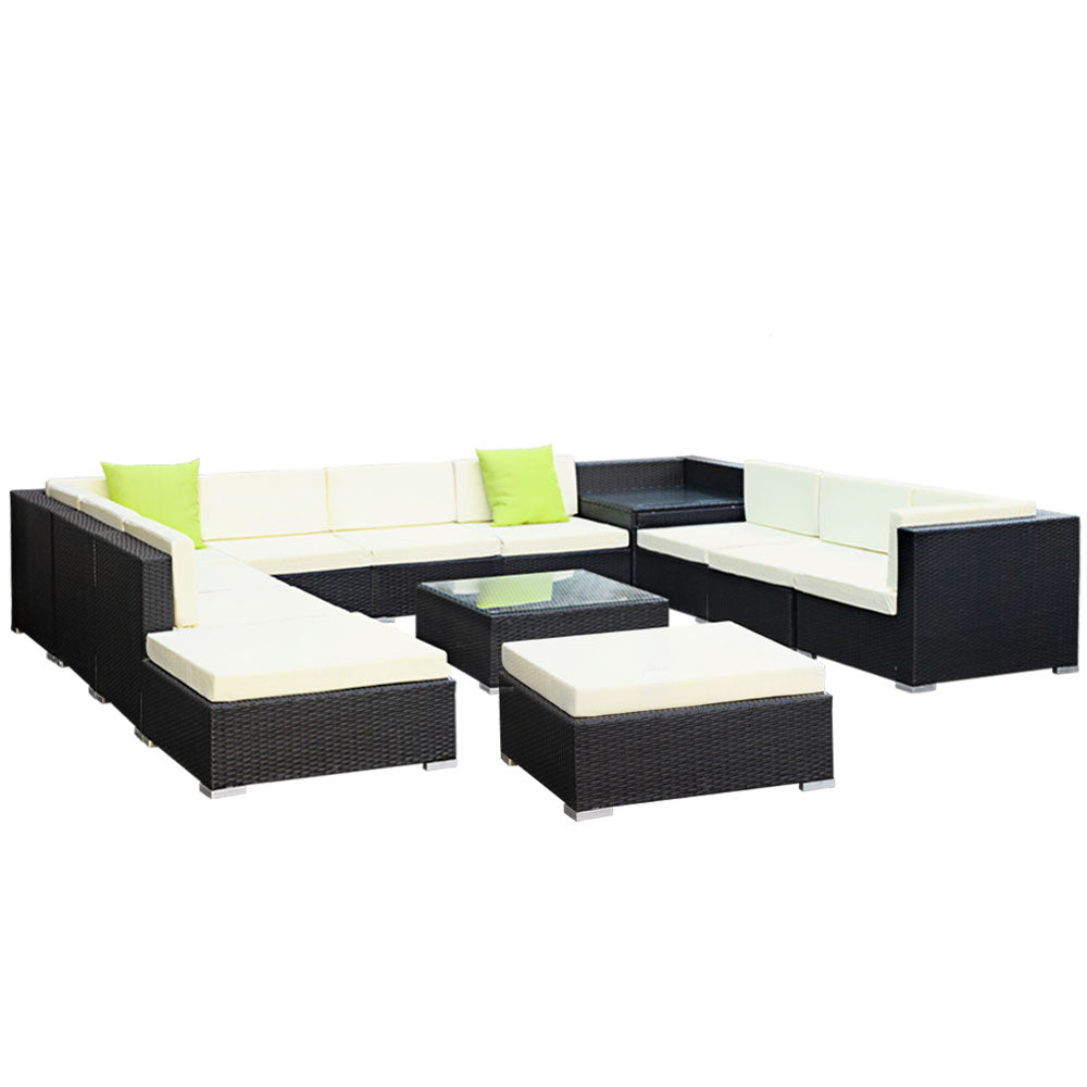 Gardeon 13PC Sofa Set with Storage Cover Outdoor Furniture Wicker-Furniture > Outdoor-PEROZ Accessories