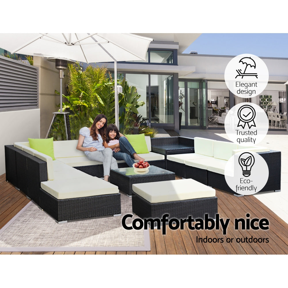 Gardeon 13PC Outdoor Furniture Sofa Set Wicker Garden Patio Lounge-Furniture > Outdoor-PEROZ Accessories
