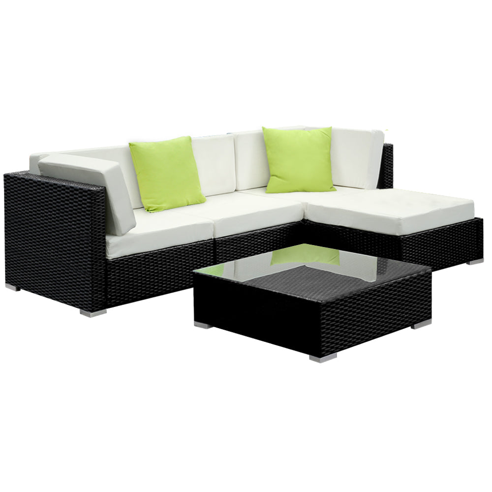 Gardeon 5PC Sofa Set with Storage Cover Outdoor Furniture Wicker-Furniture > Outdoor-PEROZ Accessories