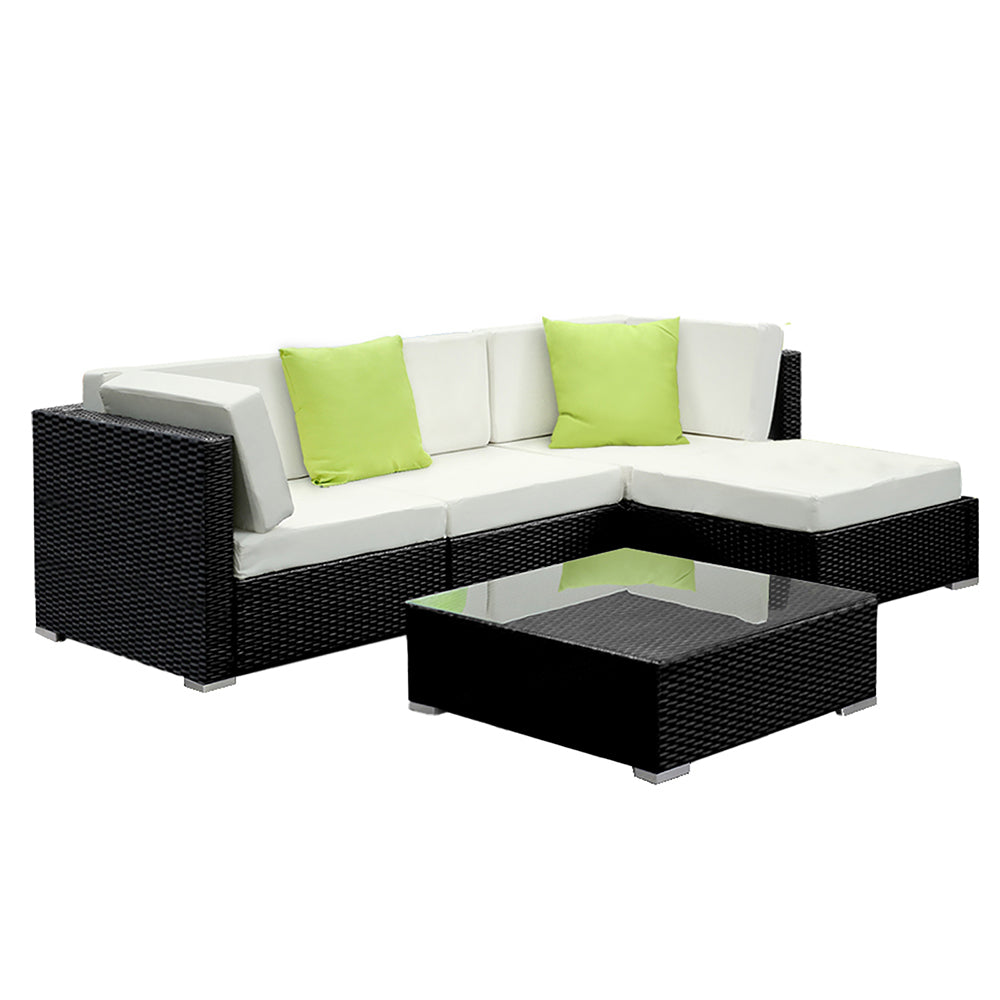 Gardeon 5PC Outdoor Furniture Sofa Set Wicker Garden Patio Pool Lounge-Furniture > Outdoor-PEROZ Accessories