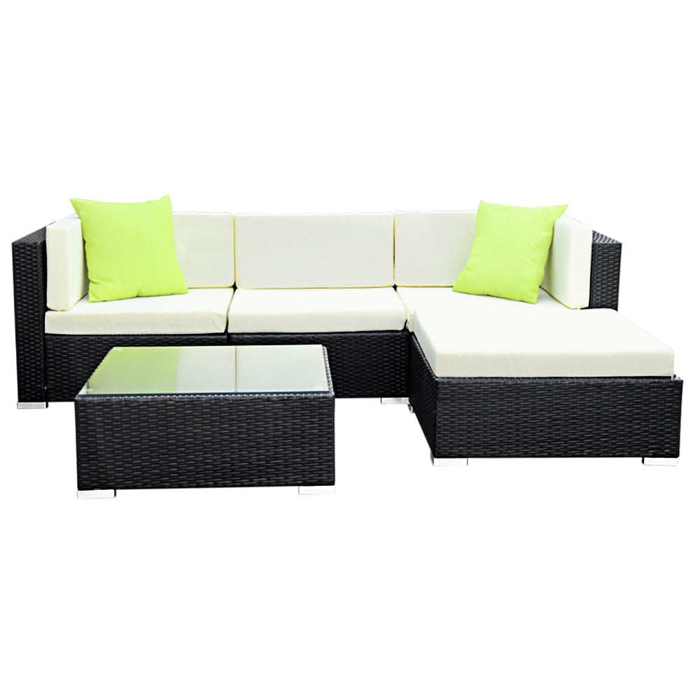 Gardeon 5PC Outdoor Furniture Sofa Set Wicker Garden Patio Pool Lounge-Furniture > Outdoor-PEROZ Accessories
