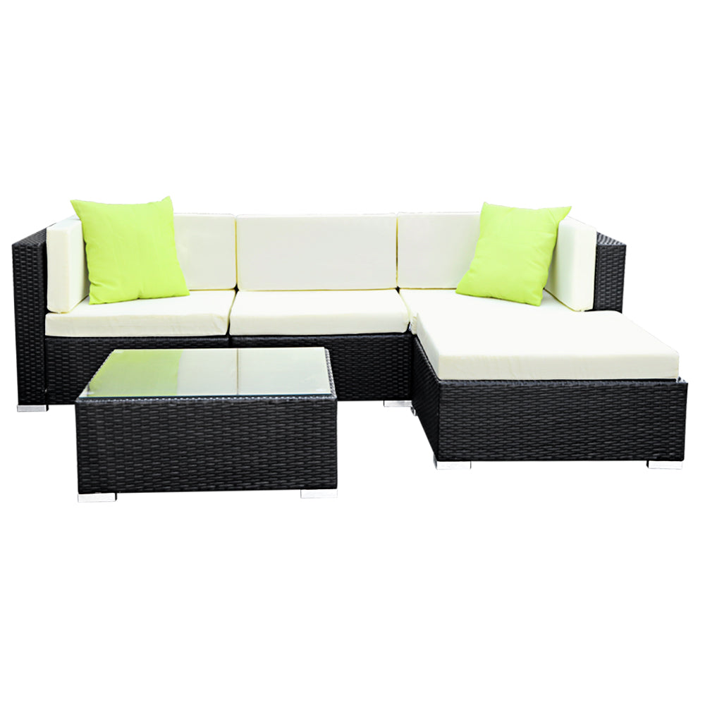 Gardeon 5PC Outdoor Furniture Sofa Set Wicker Garden Patio Pool Lounge-Furniture &gt; Outdoor-PEROZ Accessories