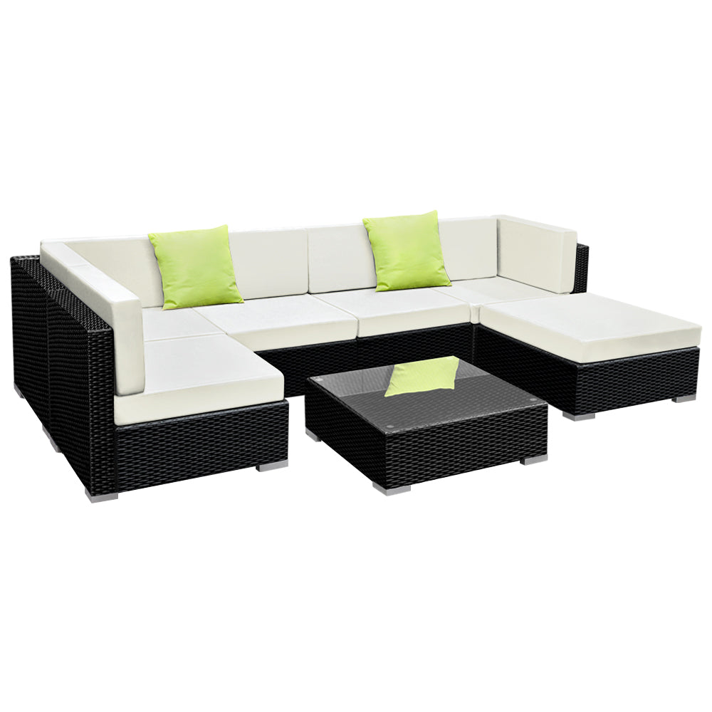 Gardeon 7PC Sofa Set with Storage Cover Outdoor Furniture Wicker-Furniture > Outdoor-PEROZ Accessories