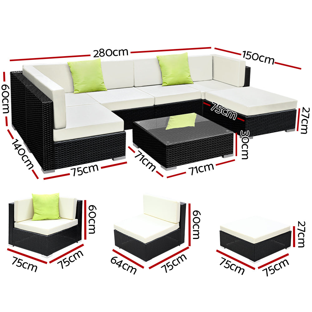 Gardeon 7PC Sofa Set with Storage Cover Outdoor Furniture Wicker-Furniture > Outdoor-PEROZ Accessories