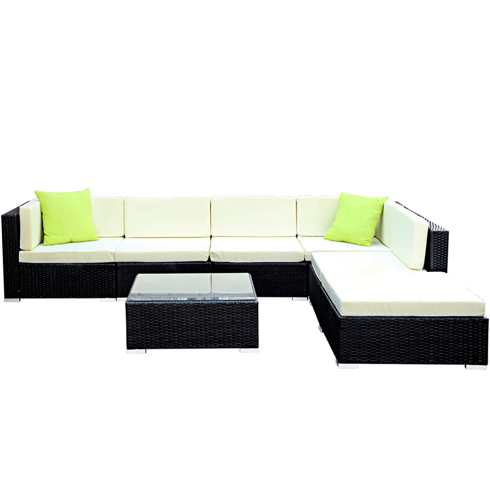 Gardeon 7PC Sofa Set with Storage Cover Outdoor Furniture Wicker-Furniture > Outdoor-PEROZ Accessories