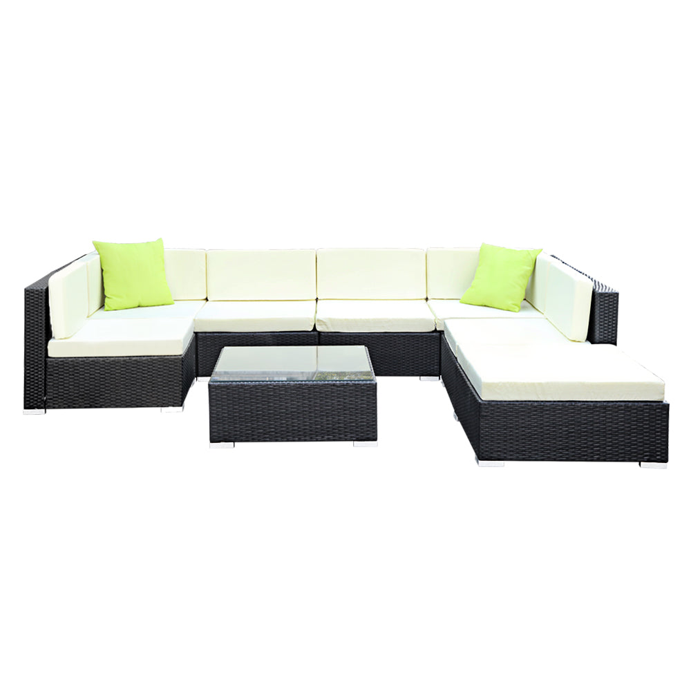 Gardeon 8PC Outdoor Furniture Sofa Set Wicker Garden Patio Pool Lounge-Furniture > Outdoor-PEROZ Accessories