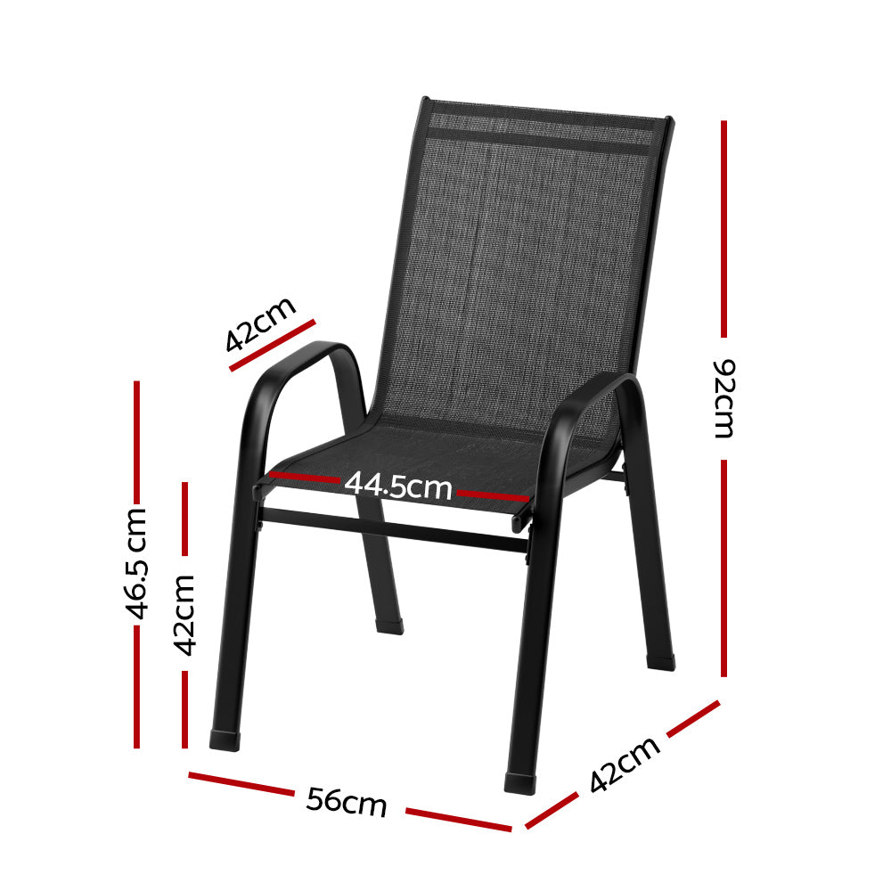 Gardeon 2X Outdoor Stackable Chairs Lounge Chair Bistro Set Patio Furniture-Furniture &gt; Outdoor-PEROZ Accessories
