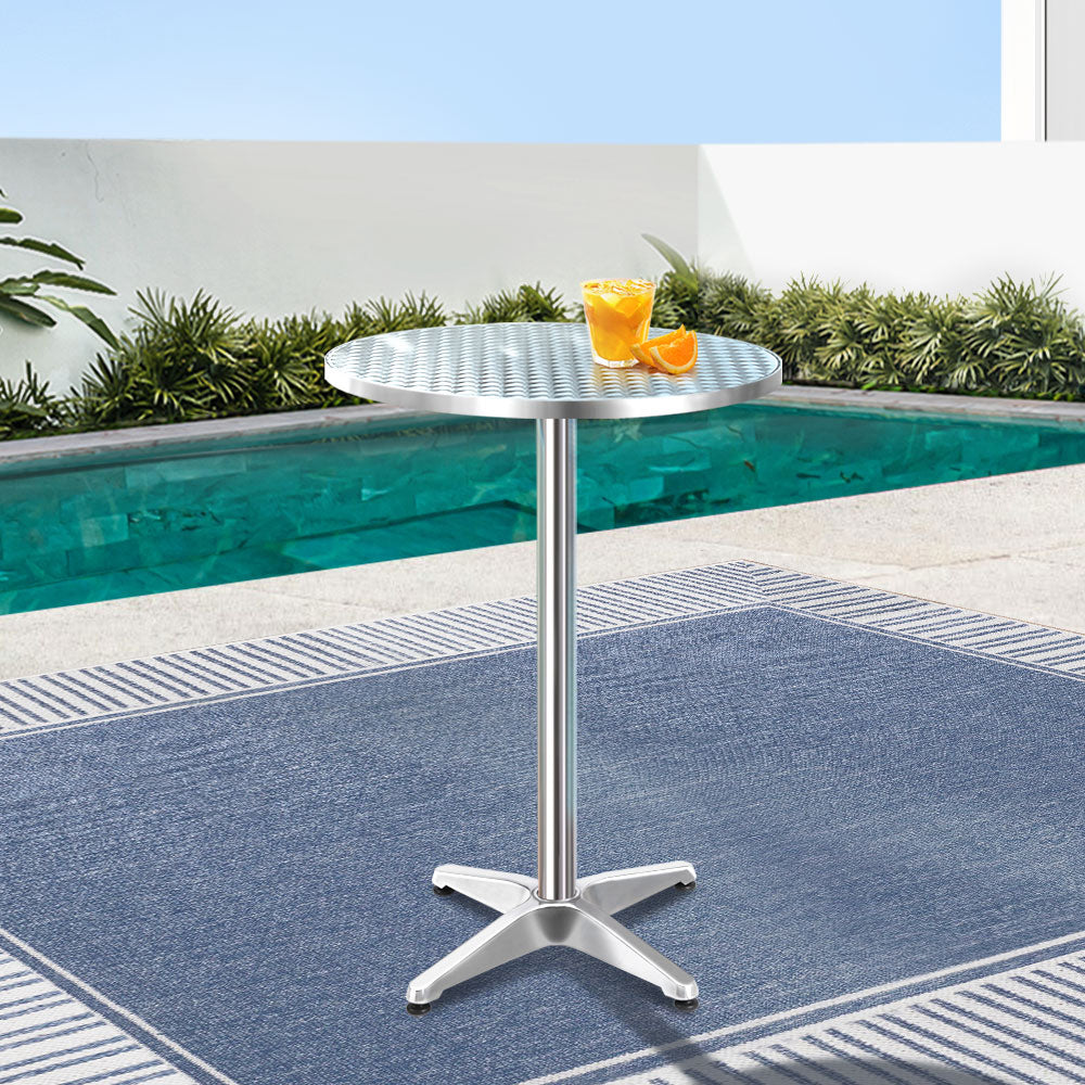 Gardeon Outdoor Bar Table Indoor Furniture Adjustable Aluminium Round 70/110cm-Furniture > Outdoor-PEROZ Accessories