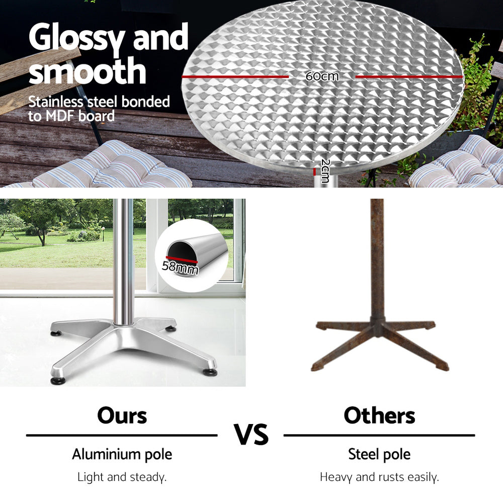 Gardeon 2pcs Outdoor Bar Table Furniture Adjustable Aluminium Cafe Table Round-Furniture &gt; Outdoor-PEROZ Accessories