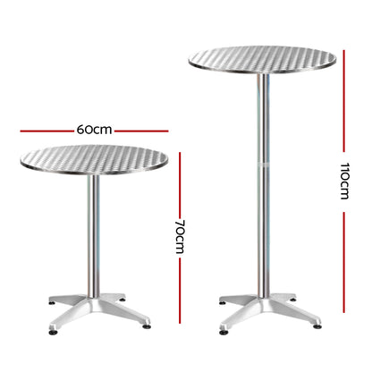Gardeon 6pcs Outdoor Bar Table Furniture Adjustable Aluminium Cafe Table Round-Furniture &gt; Outdoor-PEROZ Accessories