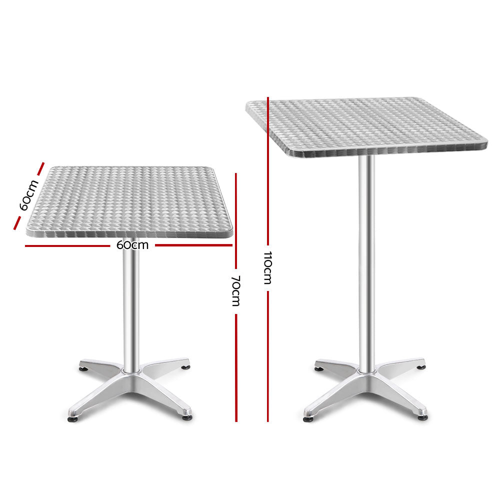 Bar Table Outdoor Furniture Adjustable Aluminium Pub Cafe Indoor Square Gardeon-Furniture > Outdoor-PEROZ Accessories
