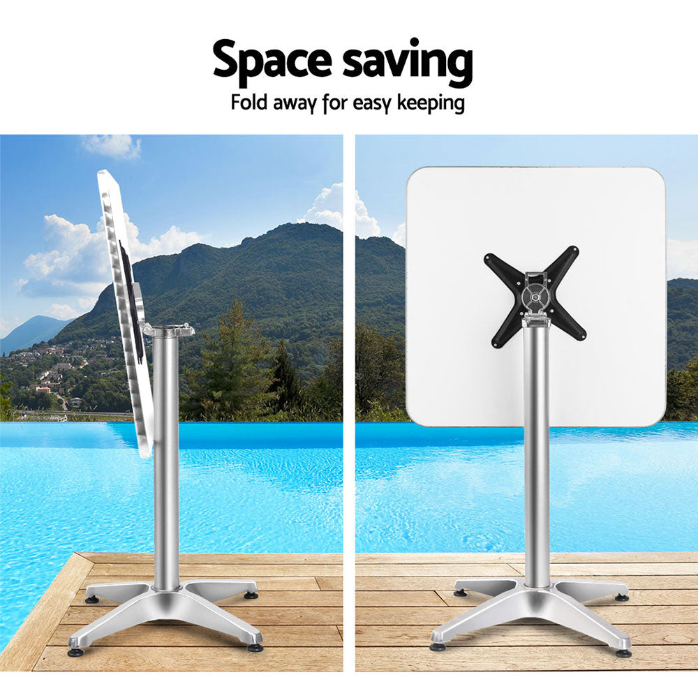 Bar Table Outdoor Furniture Adjustable Aluminium Pub Cafe Indoor Square Gardeon-Furniture > Outdoor-PEROZ Accessories