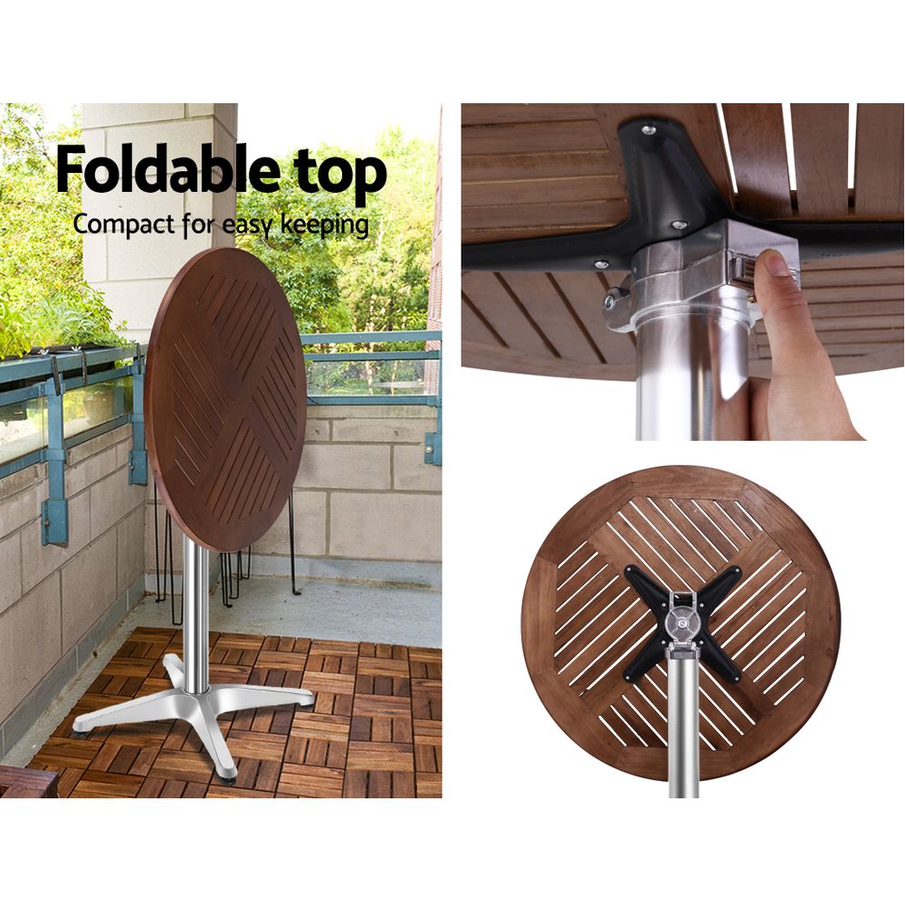 Gardeon Outdoor Bistro Set Bar Table Stools Adjustable Aluminium Cafe 3PC Wood-Furniture > Outdoor-PEROZ Accessories