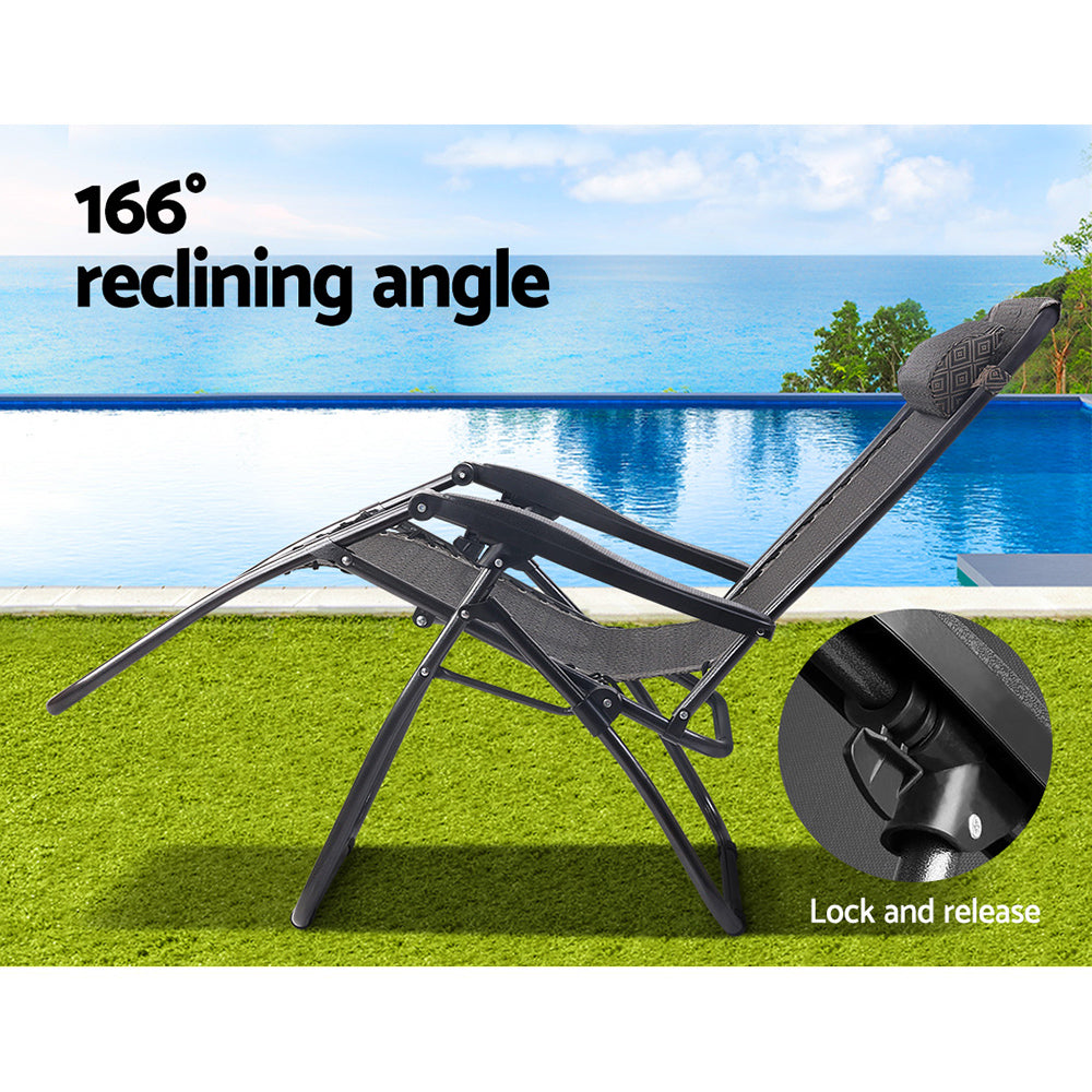 Gardeon Zero Gravity Chair 2PC Reclining Outdoor Sun Lounge Folding Camping-Furniture > Outdoor-PEROZ Accessories