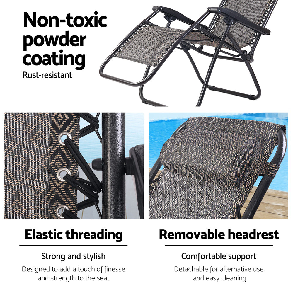 Gardeon Zero Gravity Chair 2PC Reclining Outdoor Sun Lounge Folding Camping-Furniture > Outdoor-PEROZ Accessories