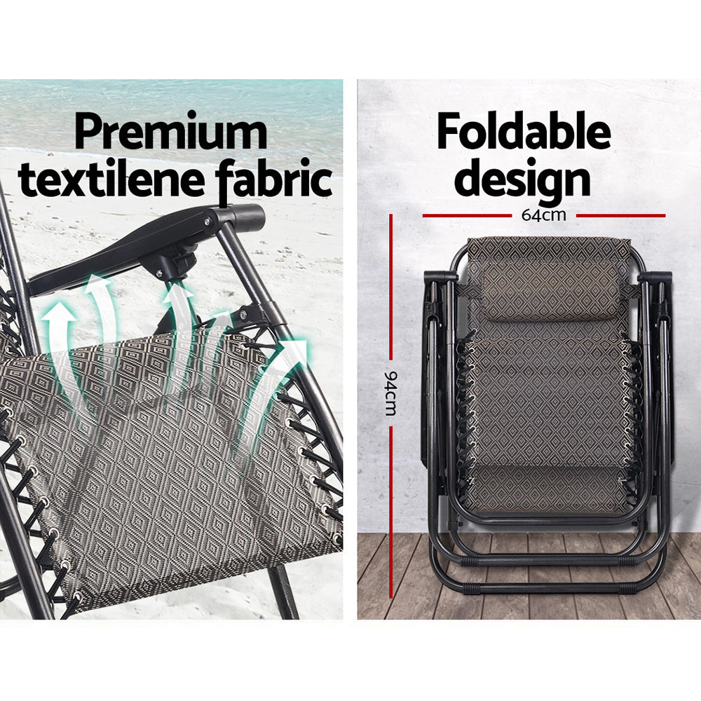 Gardeon Zero Gravity Chair 2PC Reclining Outdoor Sun Lounge Folding Camping-Furniture > Outdoor-PEROZ Accessories
