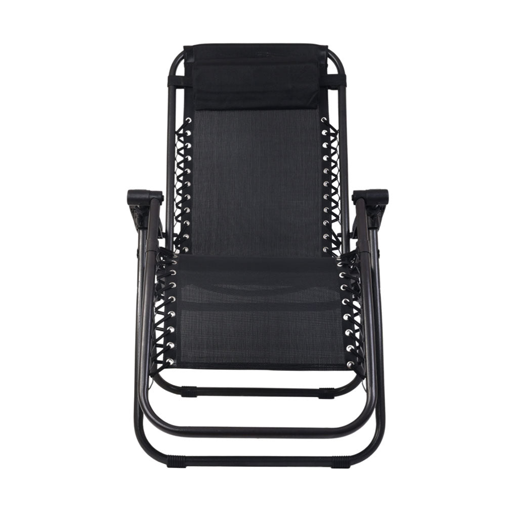 Gardeon Outdoor Portable Recliner - Black-Furniture > Outdoor-PEROZ Accessories