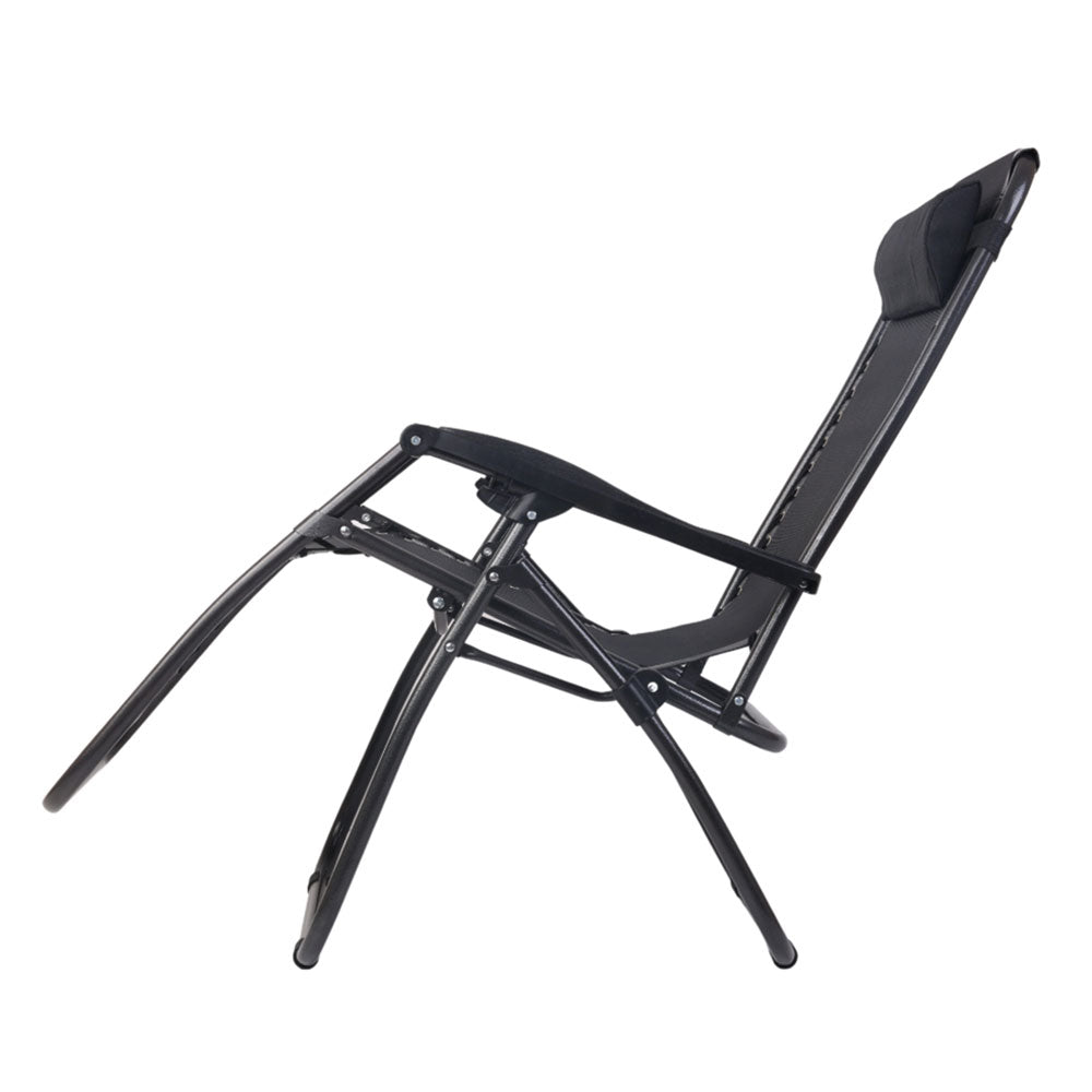 Gardeon Outdoor Portable Recliner - Black-Furniture > Outdoor-PEROZ Accessories