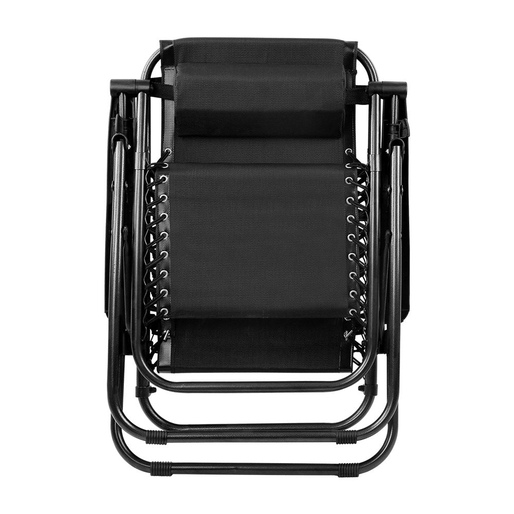 Gardeon Outdoor Portable Recliner - Black-Furniture > Outdoor-PEROZ Accessories