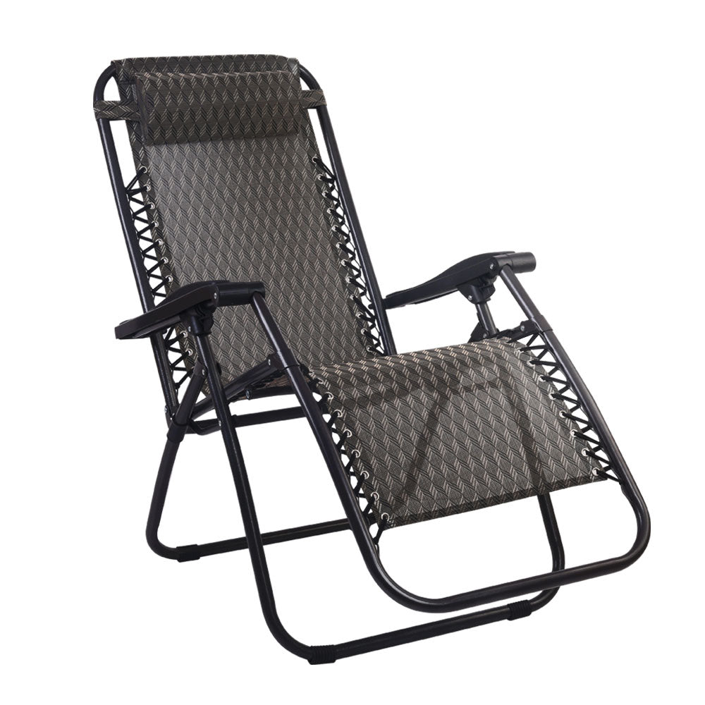 Gardeon Outdoor Portable Recliner - Grey-Furniture > Outdoor-PEROZ Accessories