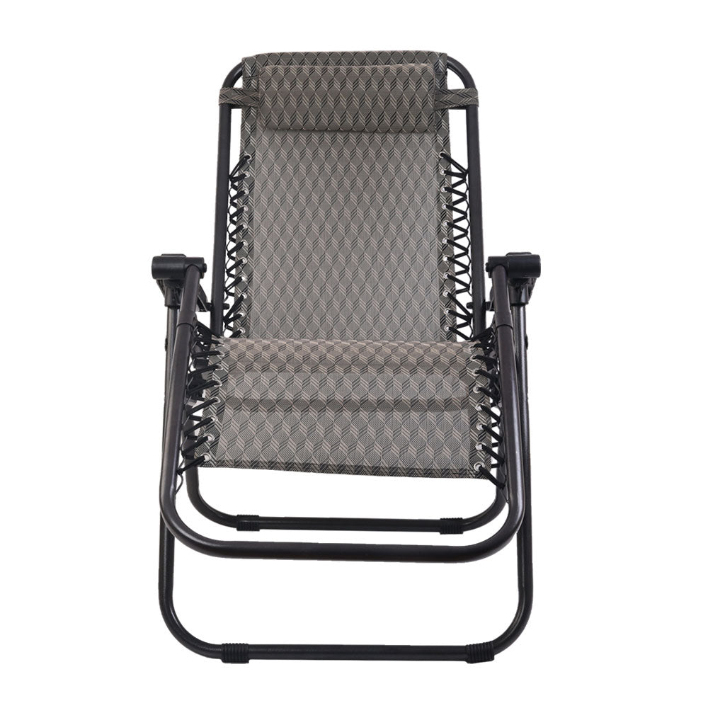 Gardeon Outdoor Portable Recliner - Grey-Furniture > Outdoor-PEROZ Accessories