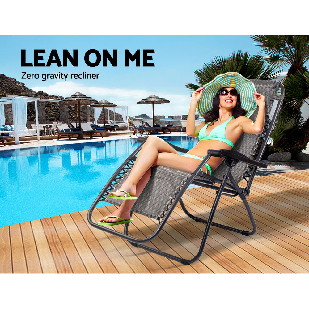 Gardeon Outdoor Portable Recliner - Grey-Furniture > Outdoor-PEROZ Accessories