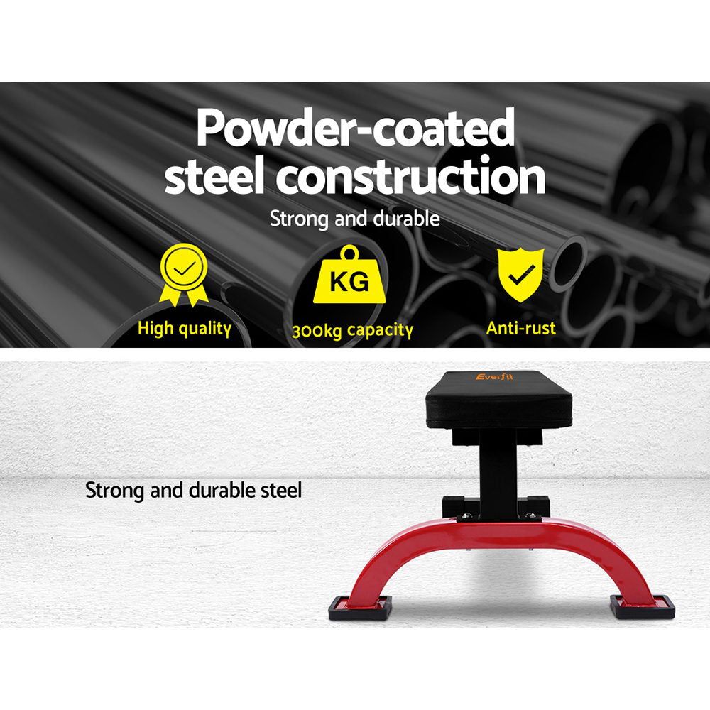 Everfit Fitness Flat Bench Weight Press Gym Home Strength Training Exercise-Sports & Fitness > Fitness Accessories-PEROZ Accessories