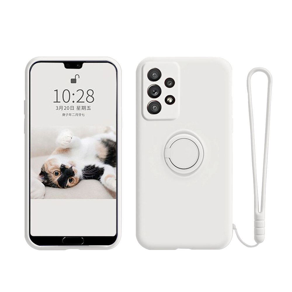 Anymob Samsung Case White Magnetic Ring Holder Soft Silicone Phone Strap Cover Protection-Mobile Phone Cases-PEROZ Accessories