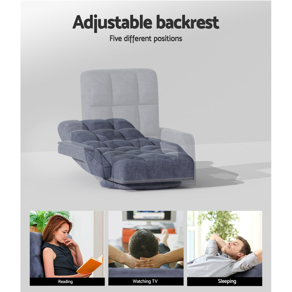 Artiss Floor Sofa Bed Lounge Chair Recliner Chaise Chair Swivel Charcoal-Furniture > Living Room - Peroz Australia - Image - 6