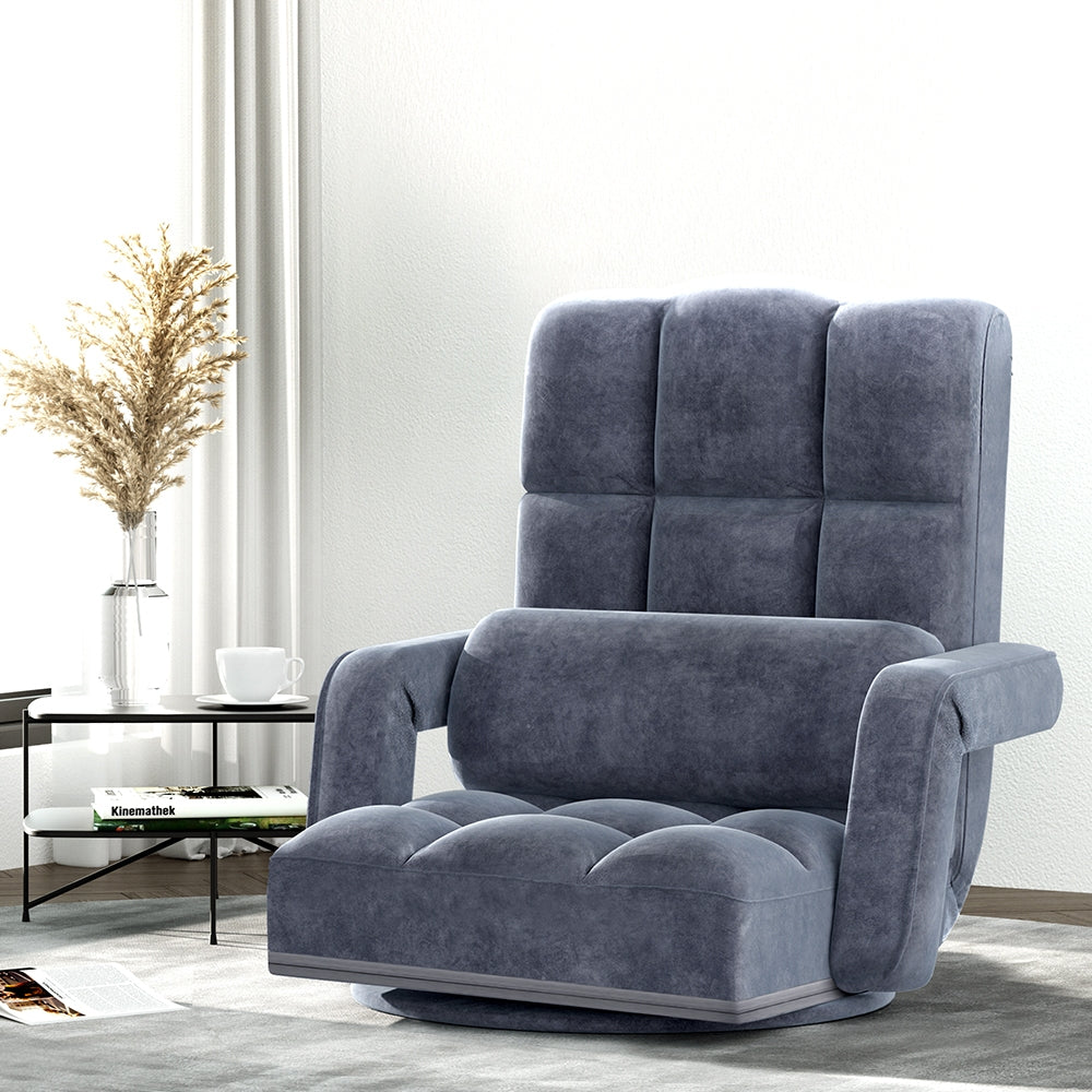 Artiss Floor Sofa Bed Lounge Chair Recliner Chaise Chair Swivel Charcoal-Furniture > Living Room - Peroz Australia - Image - 1
