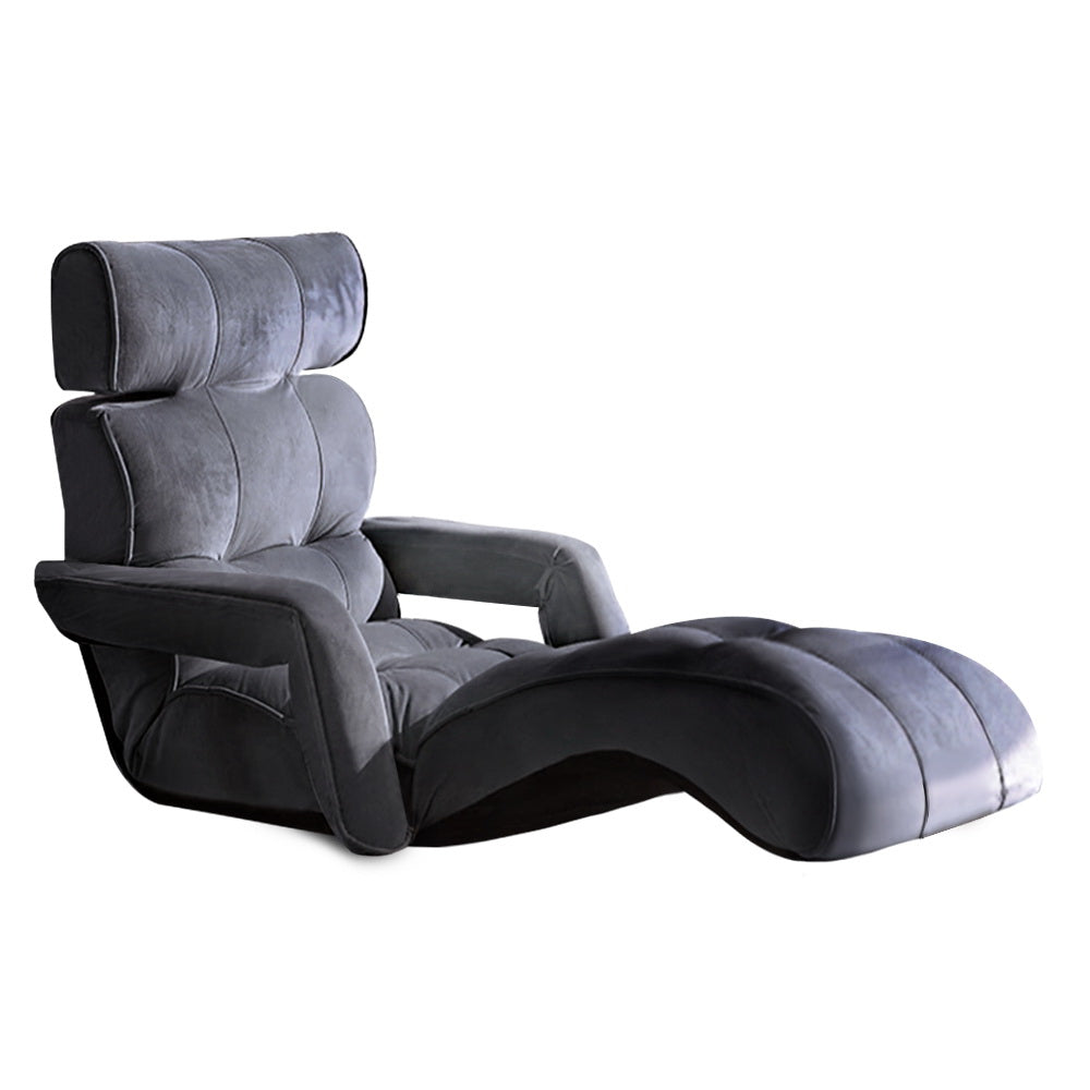 Artiss Adjustable Lounger with Arms - Charcoal-Furniture > Living Room - Peroz Australia - Image - 2