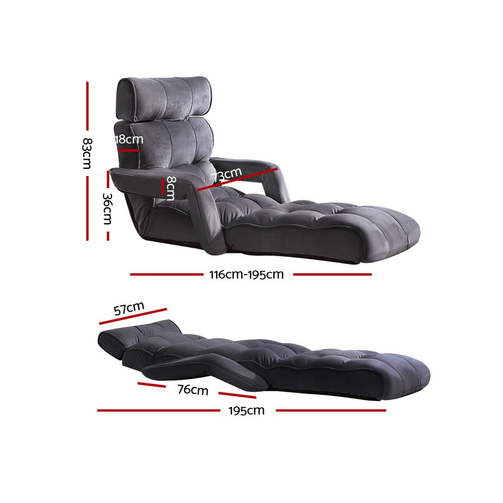 Artiss Adjustable Lounger with Arms - Charcoal-Furniture > Living Room - Peroz Australia - Image - 3