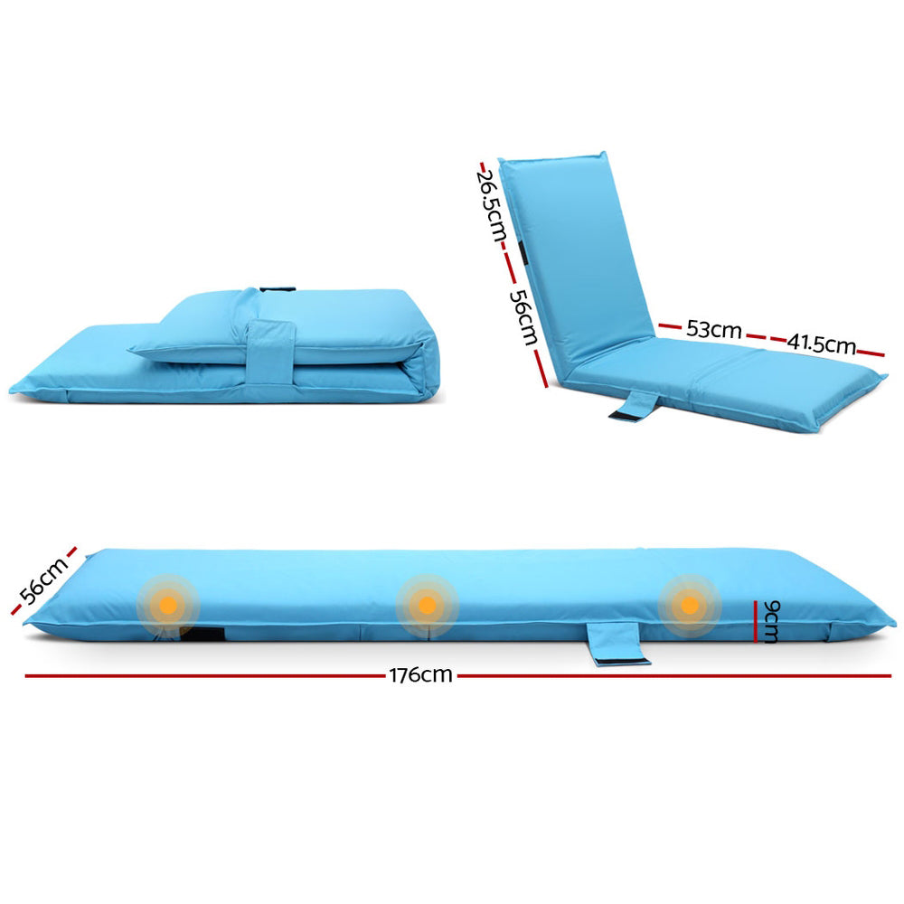 Artiss Adjustable Beach Sun Pool Lounger - Blue-Furniture > Outdoor - Peroz Australia - Image - 2