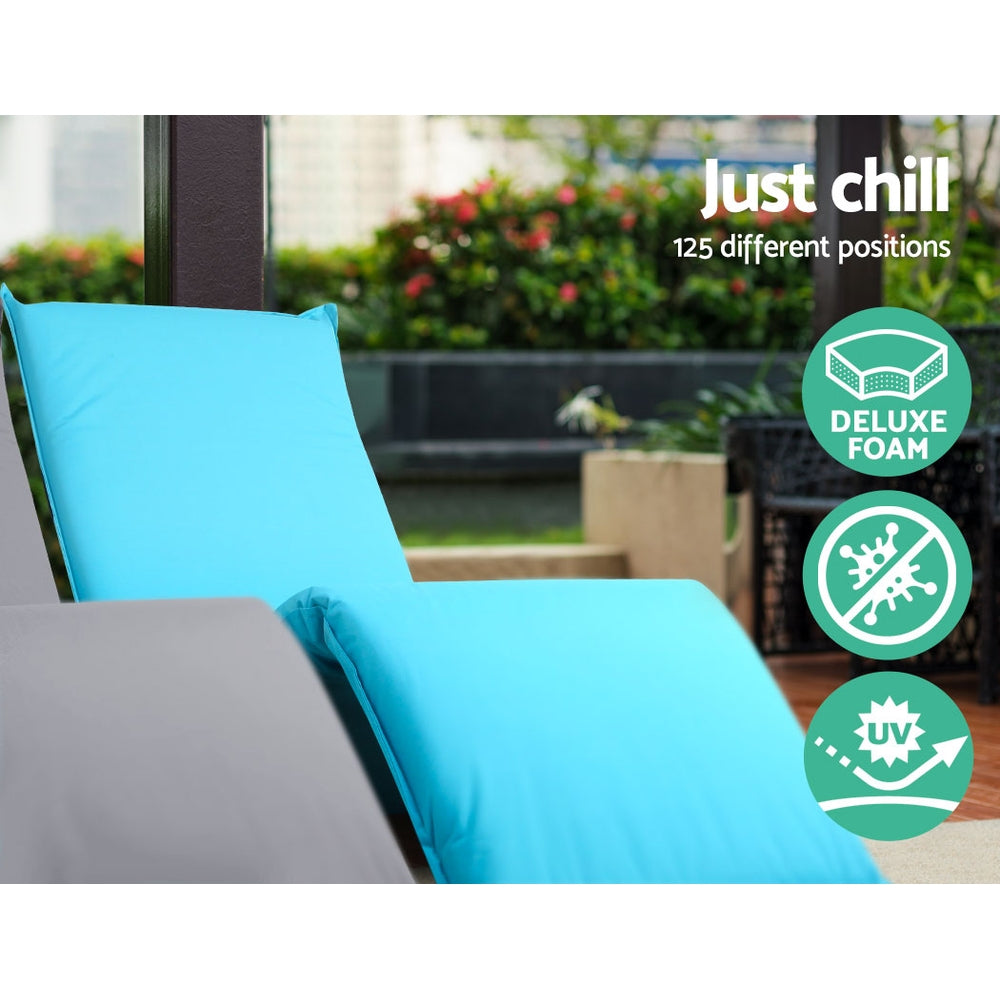 Artiss Adjustable Beach Sun Pool Lounger - Blue-Furniture > Outdoor - Peroz Australia - Image - 4
