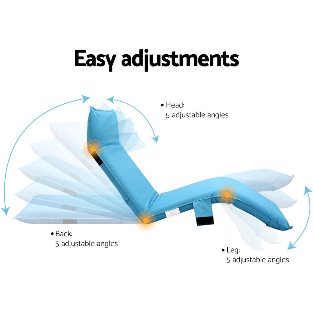 Artiss Adjustable Beach Sun Pool Lounger - Blue-Furniture > Outdoor - Peroz Australia - Image - 6